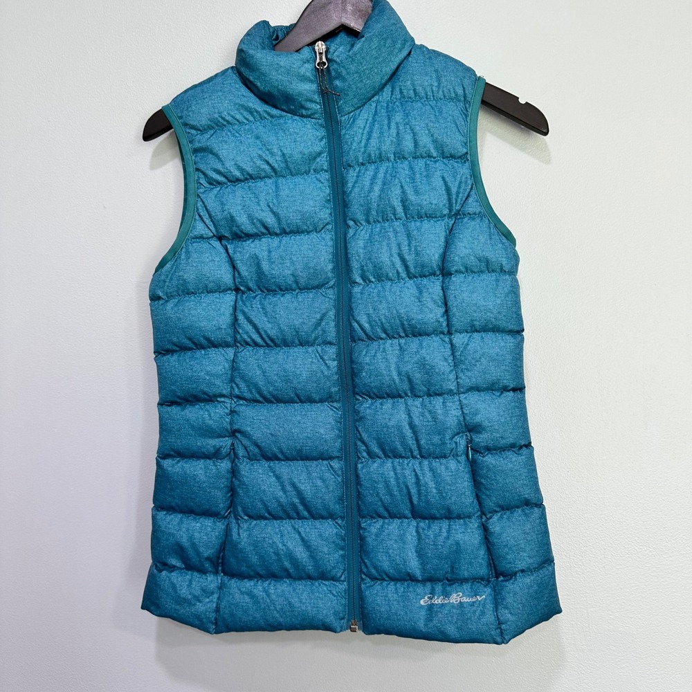 Eddie Bauer EB650 Down Puffer Vest Womens XS Teal Blue Lightweight Sleeveless‎